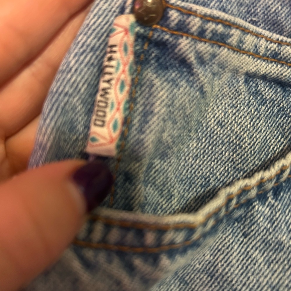 90’s Hollywood Denim Cargo Utility Jean Skirt 100% cotton light blue wash - Picture 4 of 8